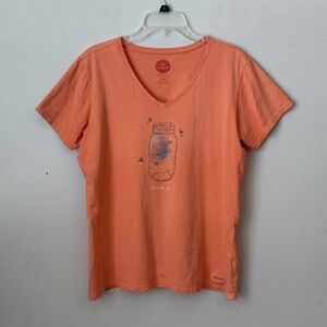 Life is Good Womens Crusher Tee Shine On Firefly’s Peachy Orange Size Large